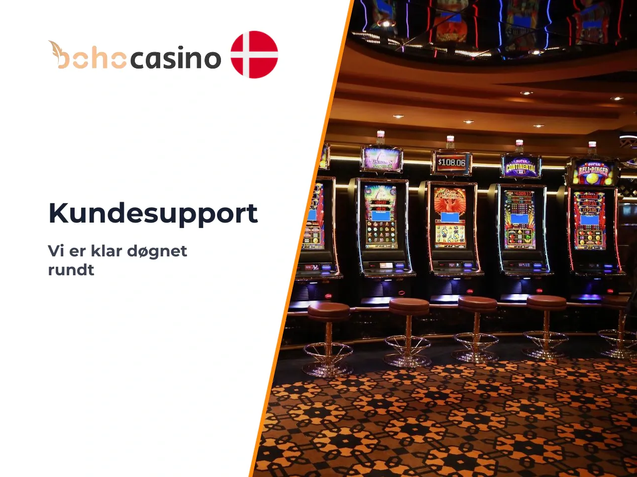 Kanaler til customer support. Supporten er